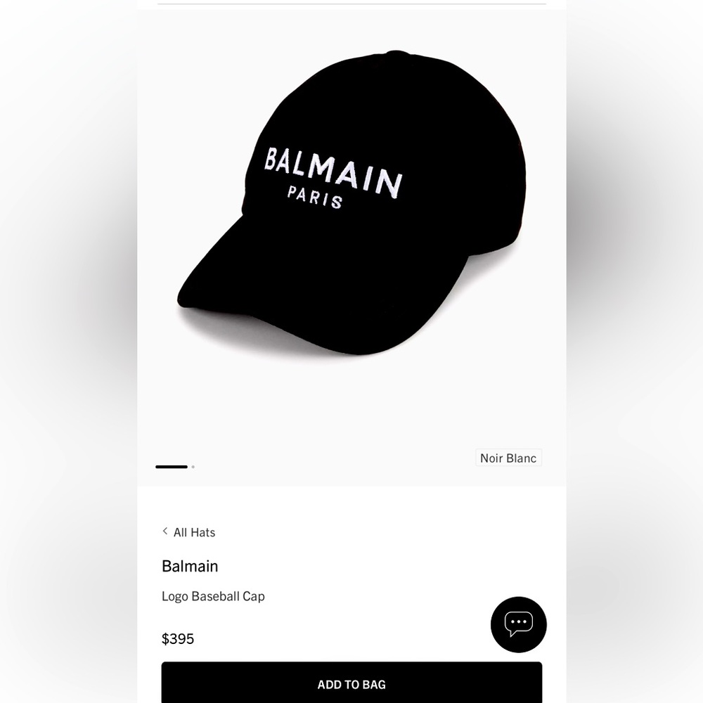 Balmain Black Logo Baseball Cap